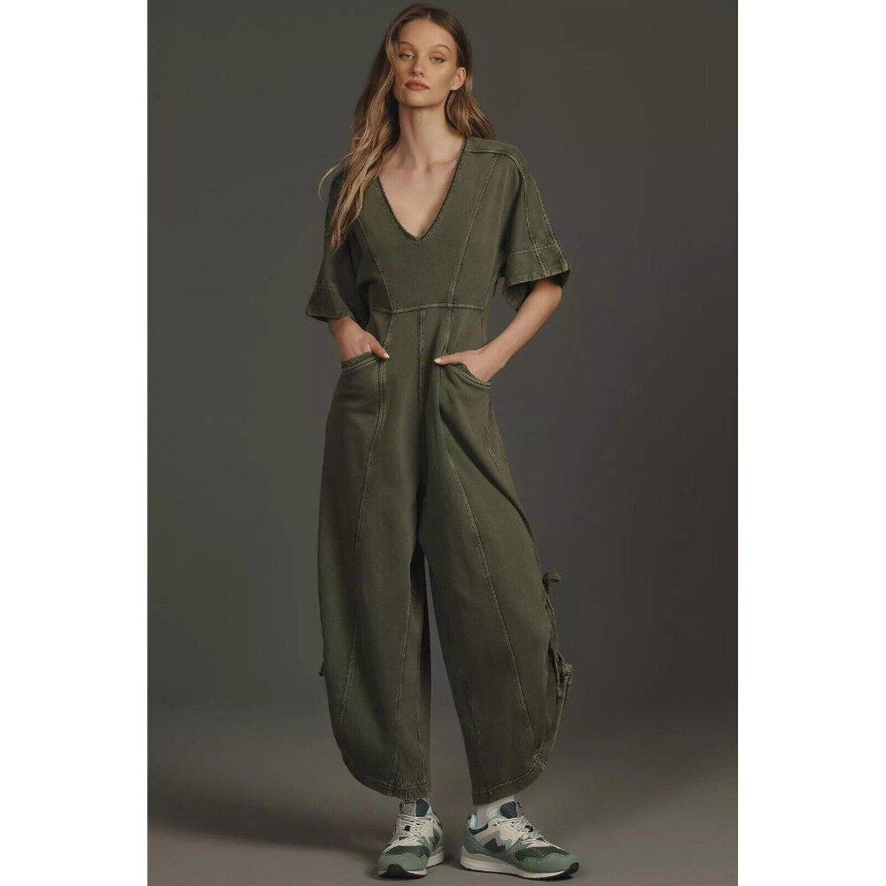 Daily Practice by Anthropologie Horizon Wide-Leg Jumpsuit Short-Sleeve S 276810
